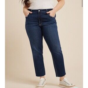 Goldie Blues Jeans Womens 24W Blue Stretch Denim Cheeky Taper Ankle Raw Hem NWT